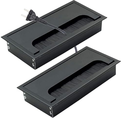 Cubierta para Orificios de Escritorio, 2 Ojales de Escritorio, Ojales de Cable rectangulares con de Metal, Cubierta para Orificios de aleación de Aluminio de 6x3 Pulgadas para Equipos de ofici