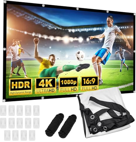 CEWROM Leinwand Beamer 120 Zoll, Projektionsleinwand, 16:9 Hd 4K Faltbar Tragbare Projektionsschirm für Ultimatives Heimkinoerlebnis Waschbar Verdickte Projector Leinwände für Camping Heimkino (120)