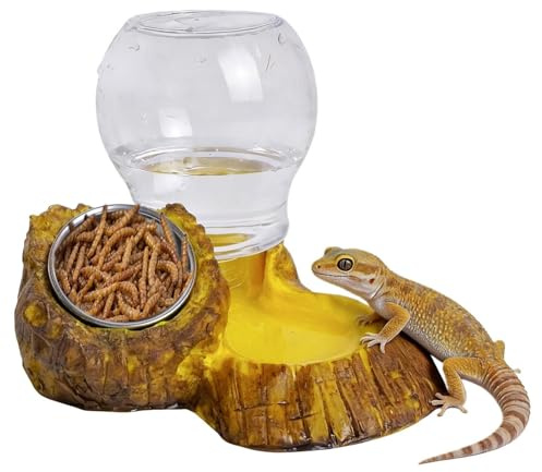Per rettili: d'acqua per alimenti a doppio scopo, base ponderata da 380 g, inserto in metallo estraibile | Forniture affidabili del recinto del terrario per il serbatoio animale
