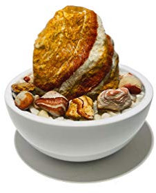 RS-01 Zimmerbrunnen, echter Regenbogen Sandstein, Kleiner Tischbrunnen für zu Hause (Weiß)