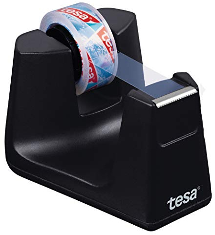 tesa Tischabroller, mit neuem Anti-Rutsch Boden, ModellSmart, inkl. 1 Rolle tesafilm 10m:15mm, Schwarz