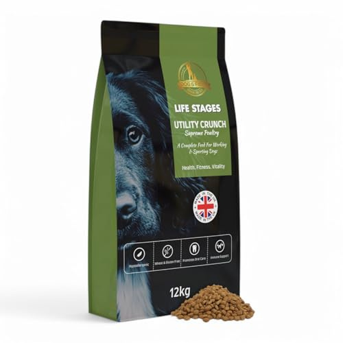 Dog & Field Utility Crunch Food (12kg) - Supreme Poultry With Garlic & Herb Recipe. Protein Food for all Dogs, Active Goodness With A Nutritional Balance, High In Omega-3, Vitamins And Minerals.