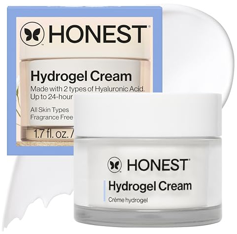 Honest Beauty Hydrogel Cream with Hyaluronic Acid, Lightweight Moisturizing Water, Gentle for Sensitive Skin, Fragrance-Free, Vegan 1.7, fl oz