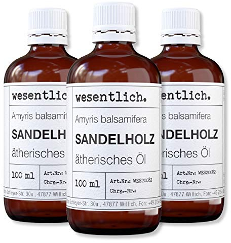 wesentlich. Sandelholzöl (Amyris Balsamifera) - ätherisches Öl - 100% naturrein (Glasflasche) - u.a. für Duftlampe und Diffuser (3x100ml)