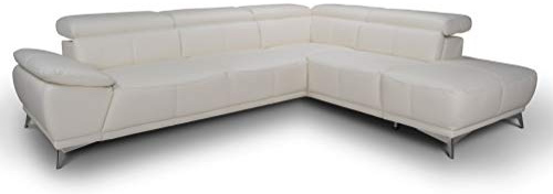Mivano Ecksofa Felipe in Echtleder / Moderne Eckcouch mit verstellbaren Kopfstützen / 292 x 73 x 233 / Leder Weiß