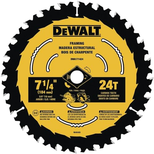 DEWALT Circular Saw Blade, 7 1/4 Inch, 24 Tooth, Wood Cutting, 3 Pack (DWA1714243)