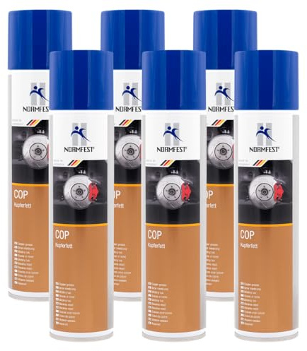 Normfest Kupferfett-Spray COP – Hochtemperatur-Trennmittel & Korrosionsschutz – metallhaltiges Schmierfett bis +1.200 °C, wasserabweisend & hochdruckfest – Profi-Montagespray 6x 400 ml