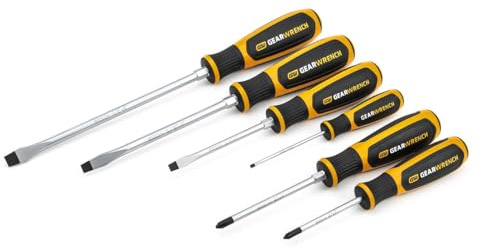 GearWrench 80050H Juego de destornilladores Phillips®/ranurados de doble material, antideslizantes, con punta de óxido negro, 6 piezas