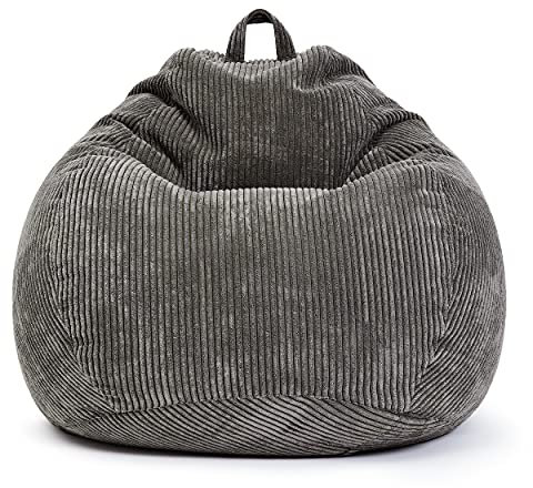 Green Bean Square XL Indoor Bezug aus Kord 90 x 110 cm - ohne Füllung - Sitzsackhülle, Sitzsackbezug - Cord - kuschelig, weich, robust - waschbar, mit Innensack - Grau