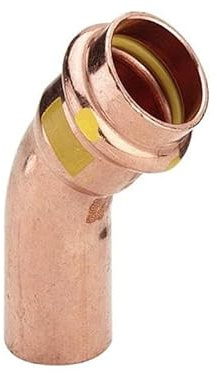 KNM Trade Gas Profipress Kupfer Pressfitting, 45° Bogen, 22 mm | Made in Germany, SC-Contur Kontrolle, Erdgas/Flüssiggas Anwendung, Kupfermaterial