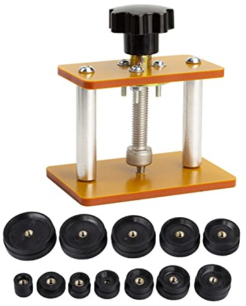 Uhren Press Set, Uhrmacher Uhren Reparatur Werkzeug Set mit 15mm-50mm Passstempeln, Uhr Rückseiten Gehäuseschließer zum Ab- und Aufstecken der Uhren Rückabdeckung, Batteriewechsel
