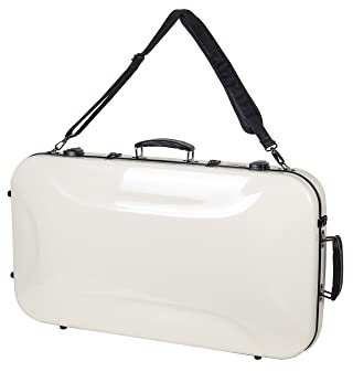 Crossrock Fibreglass Double Mandolin Case | Holds Two A & F Style Mandolins, Milky White Finish, TSA Lock, Storage Compartments, Carry Straps -Milky White (CRF2020DMMW)