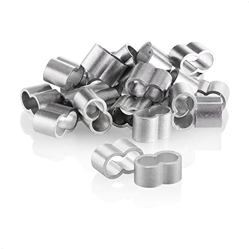COM-FOUR® 24x Morsetti per fune 6mm - morsetti a strozzo in alluminio - manicotti a crimpare per corde di espansione - doppi manicotti per cinghie (color argento - 06mm)