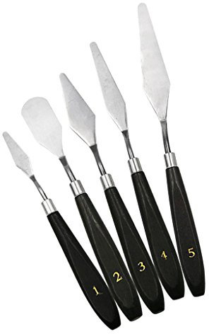 misppro 5 espátulas profesionales de acero para pintura al óleo, espátulas para mezclar y aplicar pinturas al lienzo