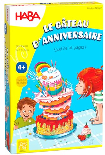 HABA - Die Geburtstagstorte – Gesellschaftsspiele für Kinder – EIN Geschicklichkeitsspiel und Atem – 4 Jahre und mehr – 307032