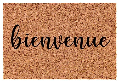 Welcome Doormat Coco Coir Door Mat Gift Bienvenue French Welcome (30 x 18)