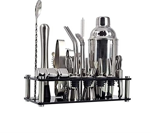 Sepkus Juego de coctelera, Kit de Barman, Herramientas de Barra de Acero Inoxidable de 23 Piezas, Juego de coctelera Profesional para Principiantes, Fiestas en el Bar en casa