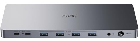 Cudy CS700 Gigabit Estación de Acoplamiento Universal DisplayLink Dual 4K 60Hz 13 en 1, USB-C de 10 Gbps, 2 Puertos HDMI, PD 100W