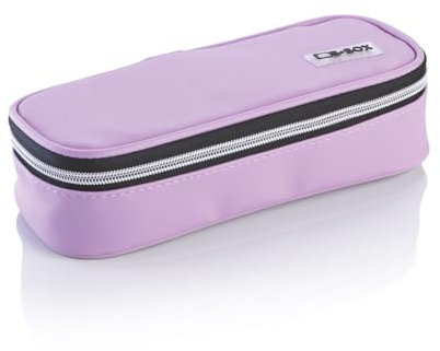 Favorit, Astuccio Ovale Lilla, 24 x 9.5 x 6cm, con cerniera argentata, fornito di prodotti Stabilo