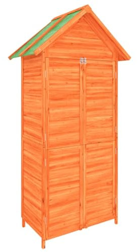 Abri de Jardin en Bois, Cabane de Jardin avec Toit étanche, Armoire abri de Jardin, Remise pour Outils, Marron 89x52,5x175 cm Bois Massif pin