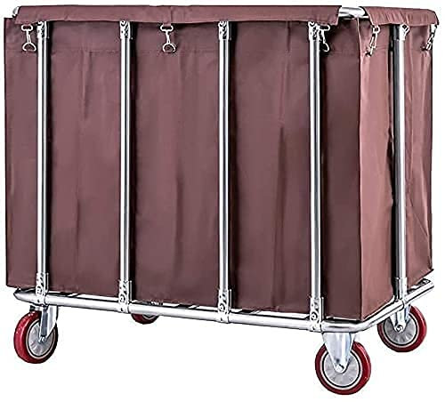 YOtat Cesta para La Colada Carro De Clasificación De Ropa con Ruedas Comercial con Ruedas Carro De Limpieza para Servicio De Limpieza De Hotel con Bolsa Extraíble Útil (Marrón)