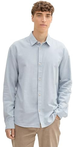 TOM TAILOR Denim Herren Relaxed Fit Hemd aus Baumwolle, 36712 - Grey Mint Chambray, XXL