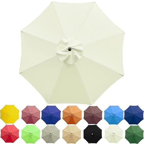 SANTUO Sonnenschirm Ersatzbezug 2m/2.3m/2.5m/2.7m/3/3.5m/4m 6/8 Streben, UV-Schutz Ampelschirm Bezug, Wasserdicht Schirmbezug Sonnenschirm Ersatzteile für Balkon, Garten, Pool und Strand