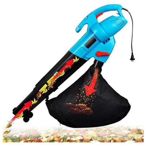 Sopladores de hojas Aspiradora y trituradora de jardín con bolsa recolectora de 45 l, relación de trituración de 15:1, soplador de aire para hojas, polvo, arena, nieve y céspedwlijiang240829