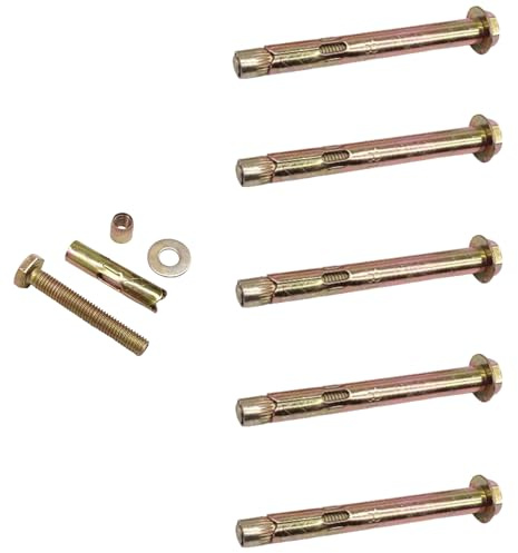 Pernos de expansión M6 x 70 mm, 5 pernos de tornillo de expansión, pernos de anclaje de expansión, funda de expansión de tuerca hexagonal, anclaje de fijación resistente, para hormigón, mampostería y