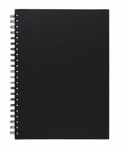 Hawksbill A4 Sketchbook Black Sketch Book 40 Sheets/80 Pages 150GSM Hardback Spiral Black Sketchbook Art Book for Home Uni College School & Office Use