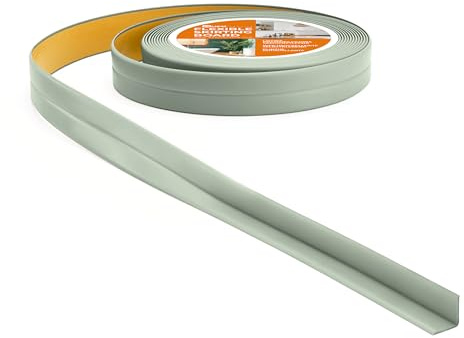 Quest Rodapié Flexible PVC 10x10 mm Autoadhesivo - Verde claro, 5 m | Zócalo blando resistente a la abrasión, sella bañeras, encimeras y ventanas, sin mantenimiento y fácil de limpiar