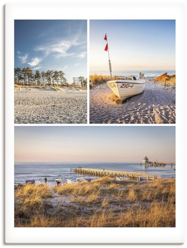 ARTLAND Wanddeko Leinwand Bilder Wandbild 45x60 cm Maritime Deko Ostsee Reise Strand Sonnenuntergang Träume vom Meer U5JD