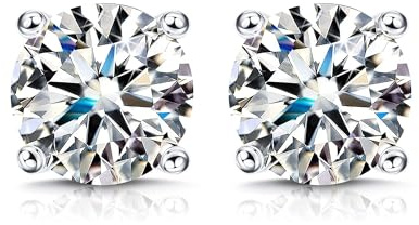KRFY Orecchini Moissanite donna 1/2ct Brillante Taglio Rotondo D Colore VVS1 Diamanti Creati 18K Placcato Oro Bianco Orecchini Moissanite uomo in Argento 5.5mm