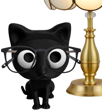 Supporto per occhiali da vista, realizzato a mano, a forma di gatto, decorazione per casa, scrivania, cucina, feste, amici