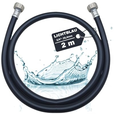 LICHTBLAU Tubo di alimentazione per acqua calda 90° I 2 m I 3/4 pollici riscaldamento lavatrice lavastoviglie I 2609 I tubo per acqua calda con filettatura in metallo I guarnizione inclusa