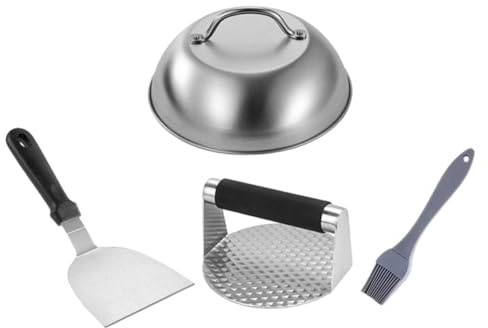UTHCLO Presse à Hamburger Inoxydable Poignée Ergonomique 4 Pièces, Outil à Galettes Maison Antiadhésif pour Barbecue Extérieur Cuisine Familiale