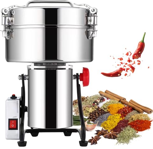 Moulin À Épices Électrique Professionnel, 3 000 G, En Acier Inoxydable, Rotation À 270 °, Haute Vitesse, Protection Contre Les Surcharges, Idéal Pour Les Noix, Les Herbes, Les Épices, Les Céréales Et