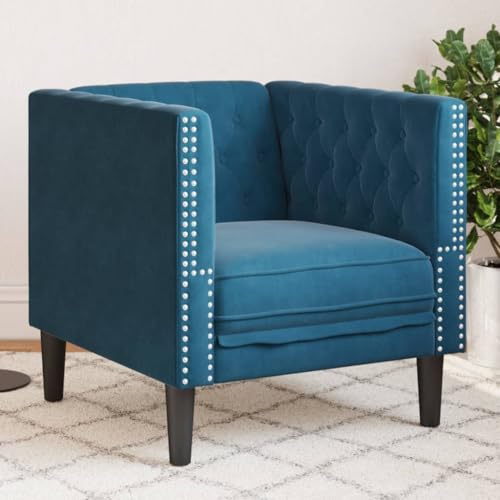ZQQLVOO Chesterfield-Sessel Blau Samt Klassischer Chesterfield-Sessel mit Samtbezug und Knopfheftung für stilvollen Komfort