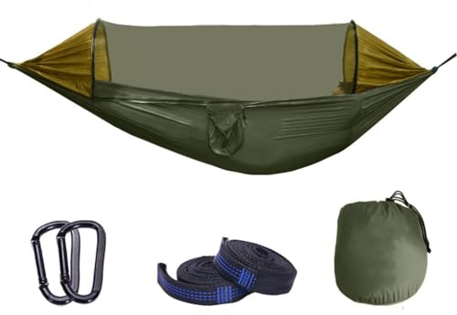 AMSLSIU Hamacas 280 140cm Hamaca para Acampar Hamaca con mosquitera Tienda Colgante de Viaje portátil Sombrilla a Prueba de Mosquitos