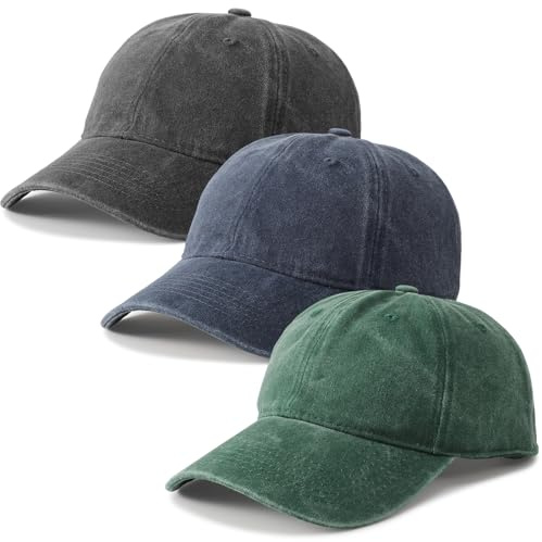 Utensilsto 3 Stück Baseballkappe für Herren Damen, Vintage Basecap Kappe | Verstellbar Baumwolle Baseball Cap Unisex Sonnenhut Basecap Sportkappe für Outdoor Sport Leisure Reisen
