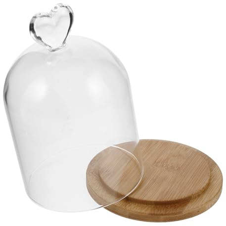 Gatuida Cloche en Verre Transparente avec Base en Bambou Couvre-Bougie Parfumée DIY avec Fleurs Séchées Éternelles Décoration Intérieure Élégante et Protection Anti-Poussière pour