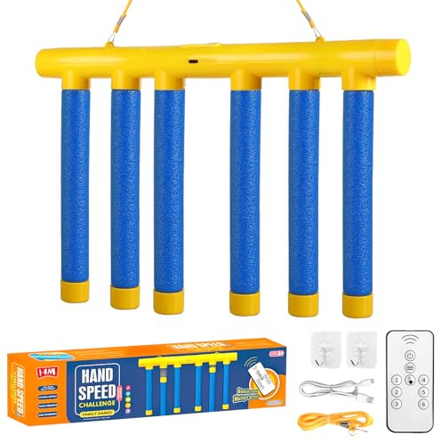 Drop Sticks Game, Remote Control Catching Sticks Game, Interactive Stick Drop Reaction Game with 6 Sticks and 6 Button Controller, 3 Speed Modes Reflex Game for Family Party Play Kids Teens and Adults