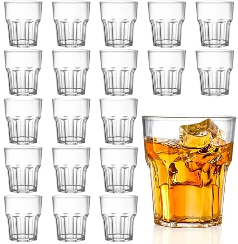 20 Pack 260ml Plastic Tumblers, BPA Free Plastic Cups Reusable Stackable | Plastic Drinking Glasses, Shatterproof Acrylic Tumblers, Unbreakable Drinking Beakers for Kids, Adults Party, Picnic, BBQ