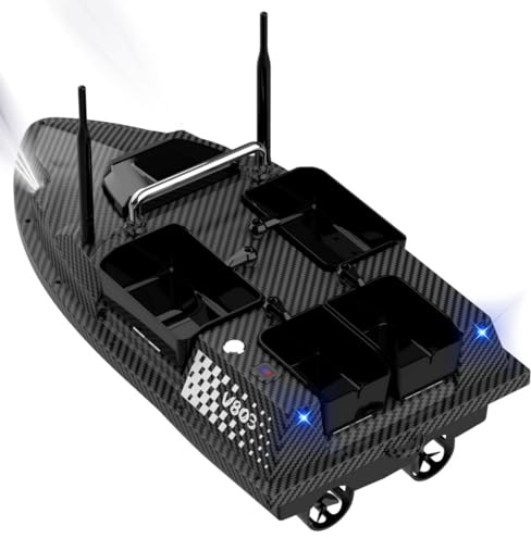 BrightBud V803 PRO RC GPS-Köderboot mit Echolot, 500M Reichweite, 4 Futterkammern & 200 Wegpunkten, RC Angelköder Boot mit Autopilot & Return-Funktion, Futterboot für Karpfenangeln Nachtangeln