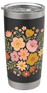 Boho-Blumenstrauß Wildblumen Cottagecore Botanical Doppelwandiger Edelstahl-Thermobecher
