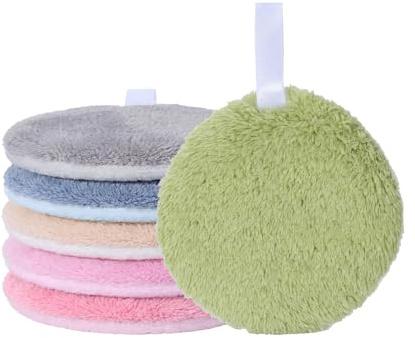 Qwrqwr Reusable Makeup Remover Pads 6 Pieces Soft Coral Fleece Double-Sided Washable Cotton Rounds Eco-Friendly for Home, Hotel & Gym (6 Colours)