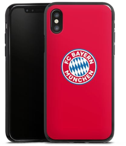 Silikon Hülle kompatibel mit Apple iPhone X Case schwarz Handyhülle FC Bayern München FCB Logo