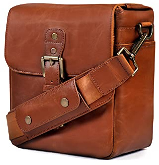 MegaGear MG1521 Schultertasche für spiegellose Kameras, Schnappschüsse und DSLR-Kameras, aus Leder, Schwarz