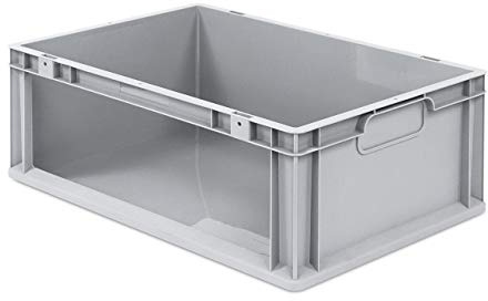 aidB Eurobox NextGen Store Seite offen, 600x400x220 mm, robuste Regalbox mit Entnahmeöffnung, stapelbare Kunststoffkiste, ideal für die Industrie