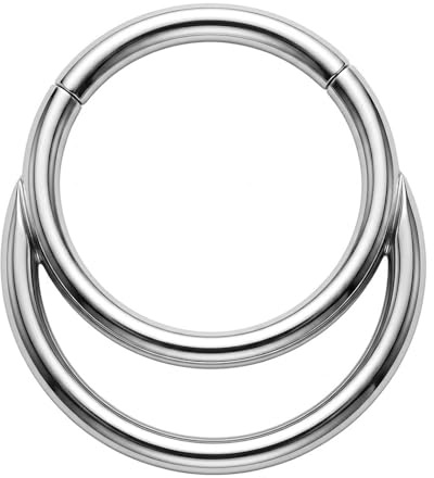16 Calibro (1,2 mm) - 9 mm di Diametro 316L in Acciaio Chirurgico a Doppio Cerchio con Cerchio incernierato Anello nasale Gioielli da Piercing al setto